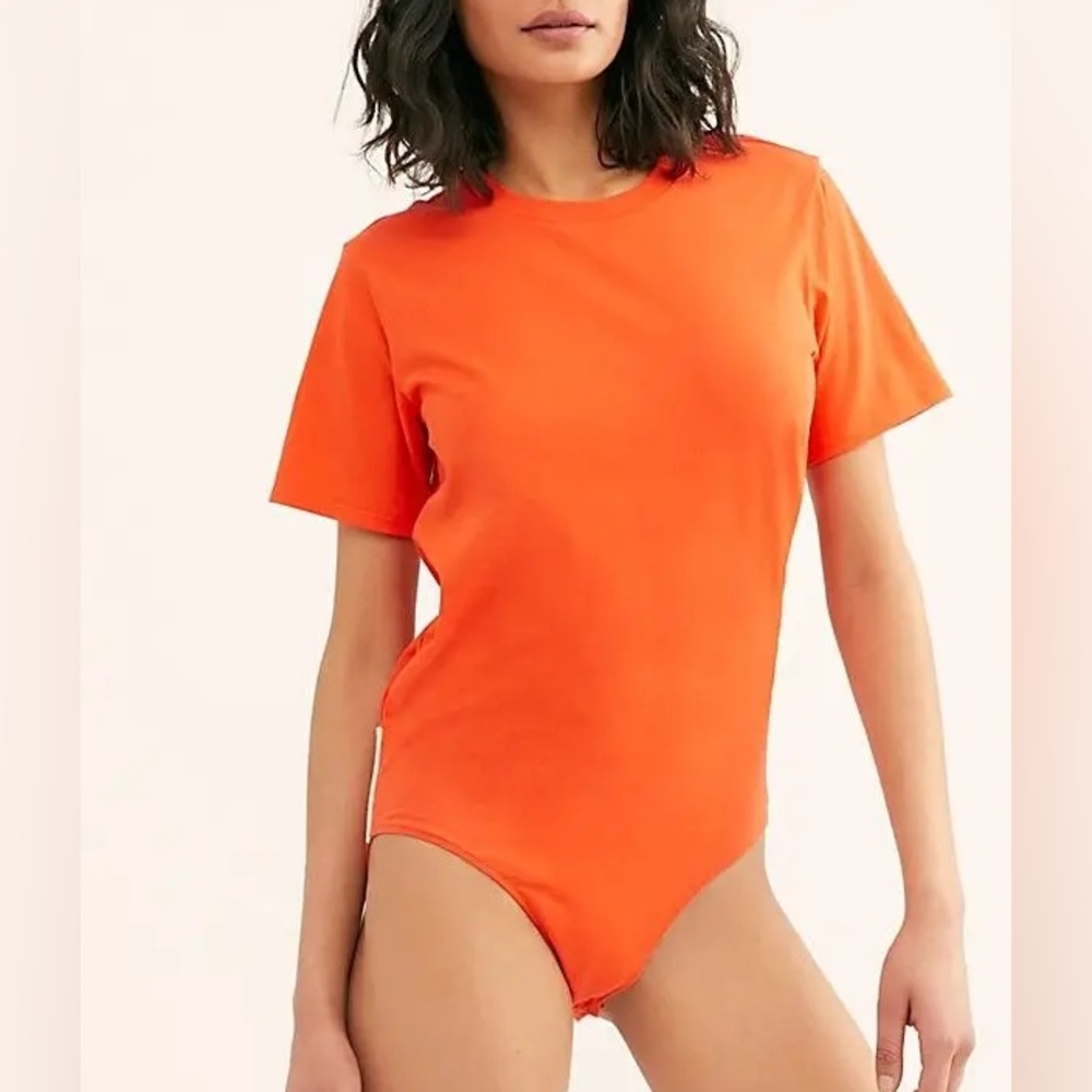 NWT Free People In My T Shirt Bodysuit Capri Orange M